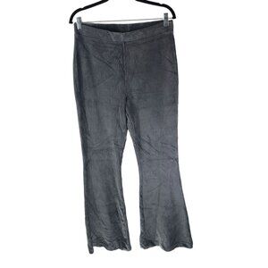Aerie Groove-On Velour High Waisted Flare Pant Ribbed Pull On Gray Size L